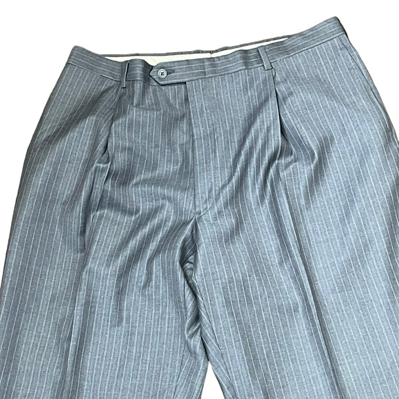 Daniel Cremieux Mens Dress Pants Size 36X33 Wool Gray Brown White Striped - Picture 2 of 5